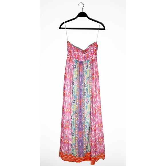 Fate Women's Saulsalito Halter Tie Maxi Dress Front Slits Floral Resort Wear NWT - Picture 5 of 11